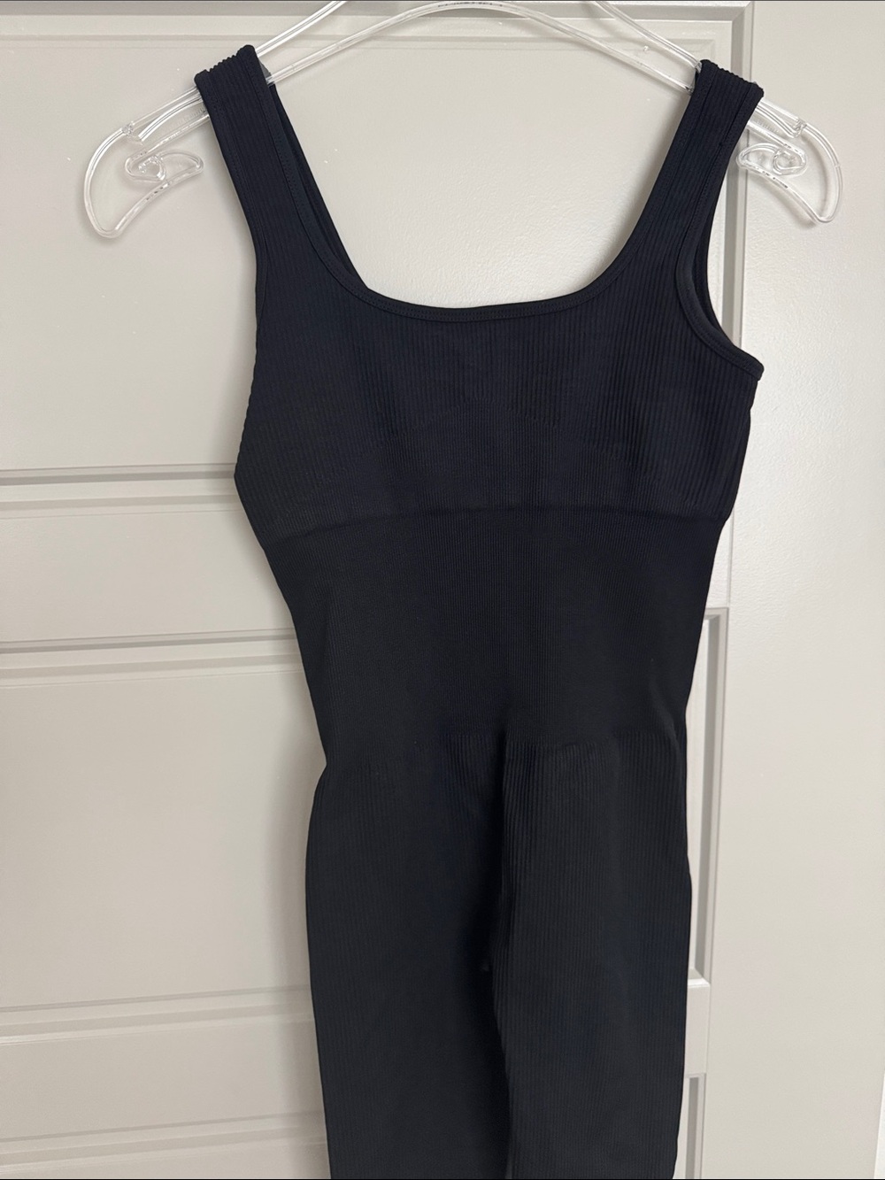 Control Support Ribbed Black Sleeveless Ribbed Jumpsuit, M - Picture 2 of 3